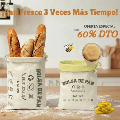 Bolsas de Pan Premium de Algodón 100% y Cera de Abeja