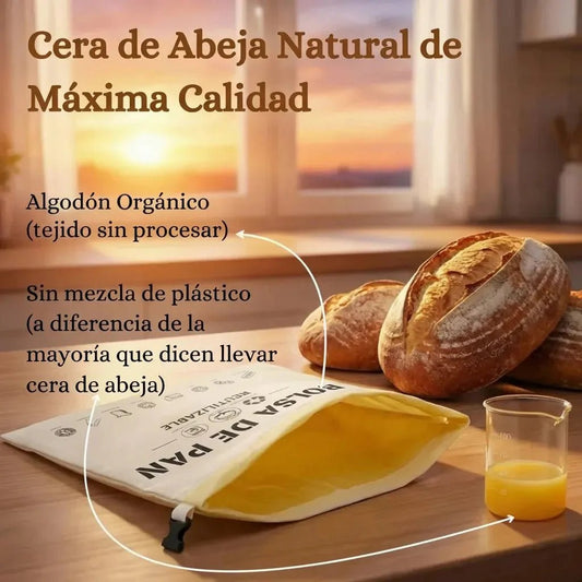 Bolsas de Pan Premium de Algodón 100% y Cera de Abeja