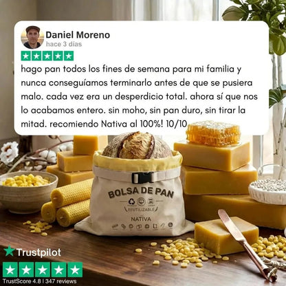 Bolsas de Pan Premium de Algodón 100% y Cera de Abeja